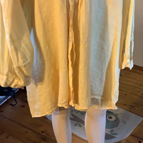💛🌈. CP Shades Soft Yellow Linen Blouse Size L - Picture 2 of 7